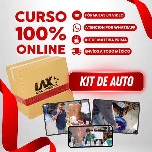 KIT AUTOMOTRIZ LAX CLEAN + CURSO ONLINE CON FÓRMULAS EN VIDEO + ATENCIÓN PERSONALIZADA 30 DÍAS