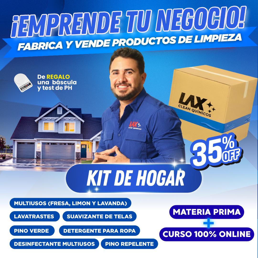 KIT HOGAR LAX CLEAN + CURSO ONLINE CON FÓRMULAS EN VIDEO + ATENCIÓN PERSONALIZADA 30 DÍAS