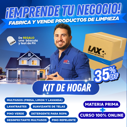 KIT HOGAR LAX CLEAN + CURSO ONLINE CON FÓRMULAS EN VIDEO + ATENCIÓN PERSONALIZADA 30 DÍAS