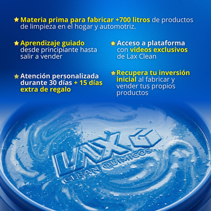 KIT HOGAR LAX CLEAN + CURSO ONLINE CON FÓRMULAS EN VIDEO + ATENCIÓN PERSONALIZADA 30 DÍAS