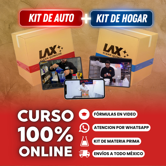 GRAN KIT DE LAX CLEAN HOGAR Y AUTOMOTRIZ + 2 CURSOS ONLINE CON FÓRMULAS EN VIDEO CON ACTUALIZACIONES + ATENCIÓN PERSONALIZADA 45 DÍAS