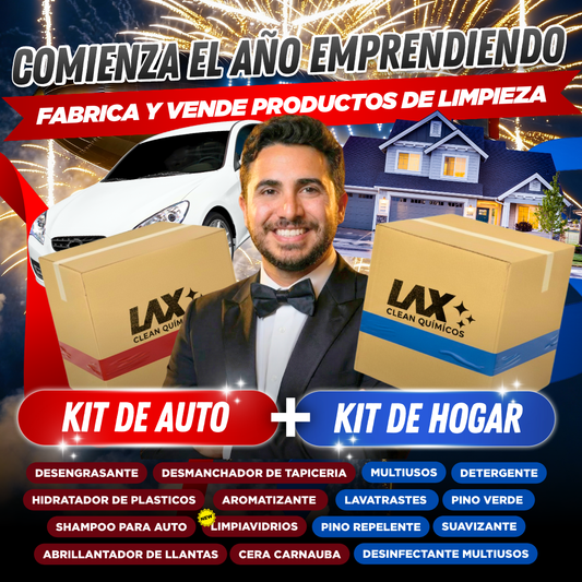 "GRAN KIT 2026" DE LAX CLEAN HOGAR Y AUTOMOTRIZ + 2 CURSOS ONLINE CON FÓRMULAS EN VIDEO CON ACTUALIZACIONES + ATENCIÓN PERSONALIZADA 45 DÍAS