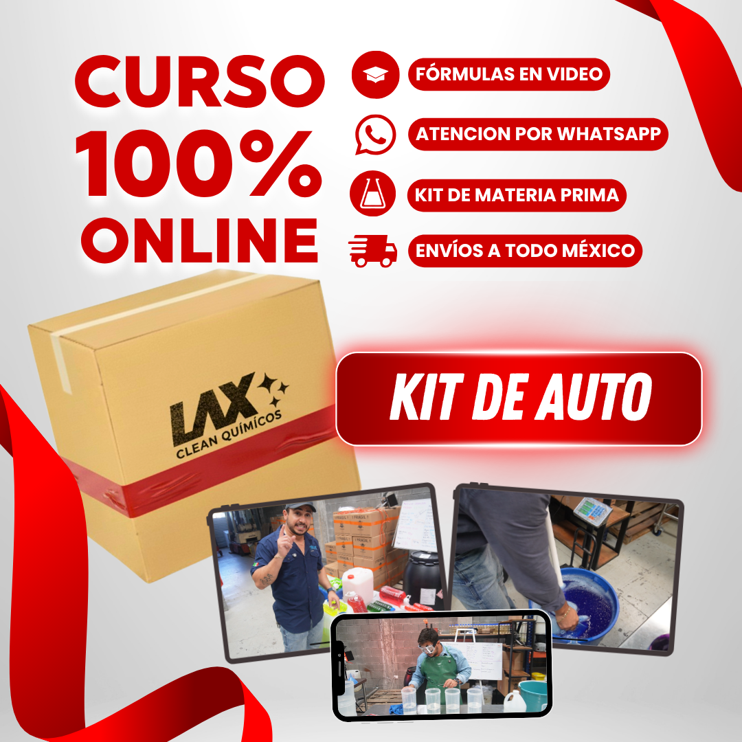 KIT AUTOMOTRIZ LAX CLEAN + CURSO ONLINE CON FÓRMULAS EN VIDEO + ATENCIÓN PERSONALIZADA 30 DÍAS