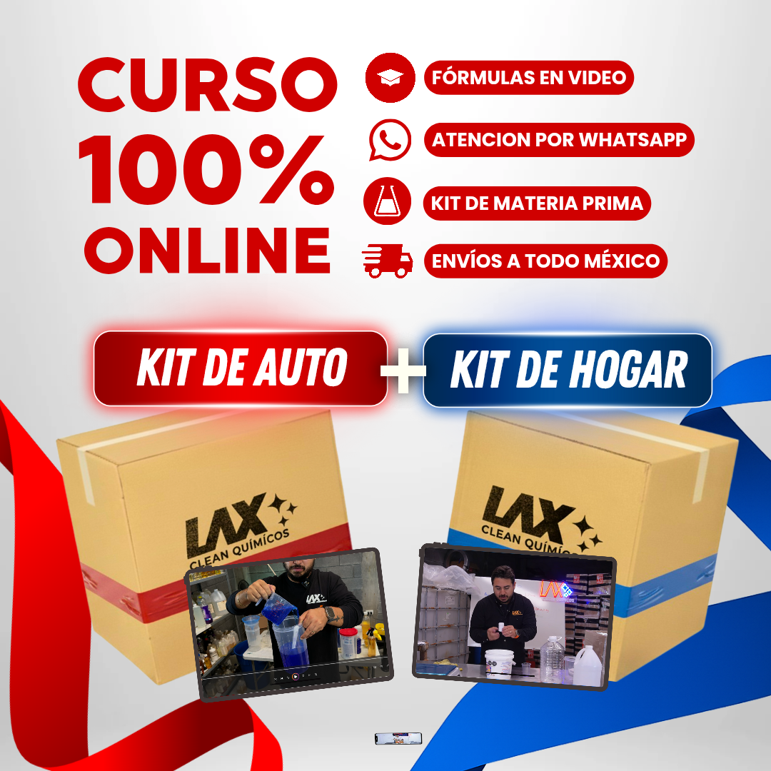 "EL BUEN KIT" DE LAX CLEAN HOGAR Y AUTOMOTRIZ + 2 CURSOS ONLINE CON FÓRMULAS EN VIDEO CON ACTUALIZACIONES + ATENCIÓN PERSONALIZADA 45 DÍAS
